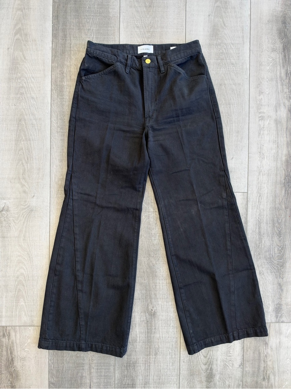 Frame Denim Black Wide-Leg High-Rise Jeans